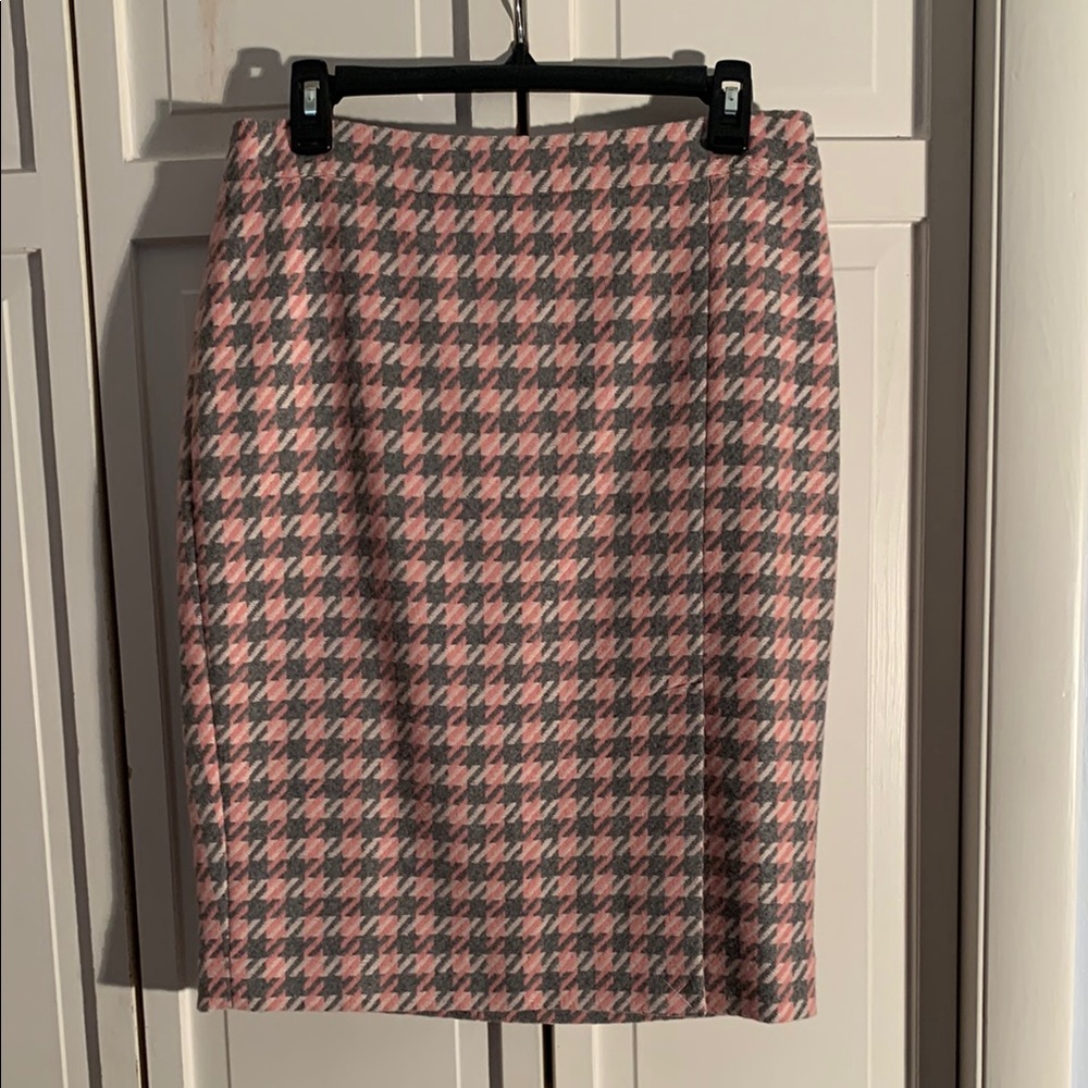 Talbots Pink/Grey Houndstooth Wool Pencil Skirt Host Pick🎉 🆕